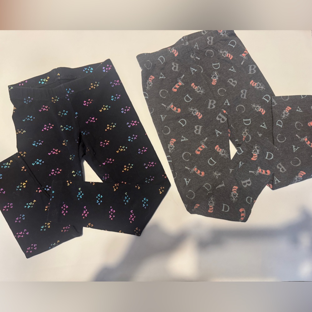 Cat & Jack & Dr Seuss Black Leggings with fun Patterns 4T